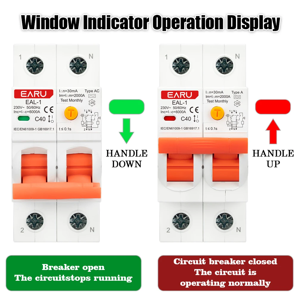 2P 30mA AC A B Type RCBO RCCB MCB Electronic Residual Current Circuit Breaker Ov