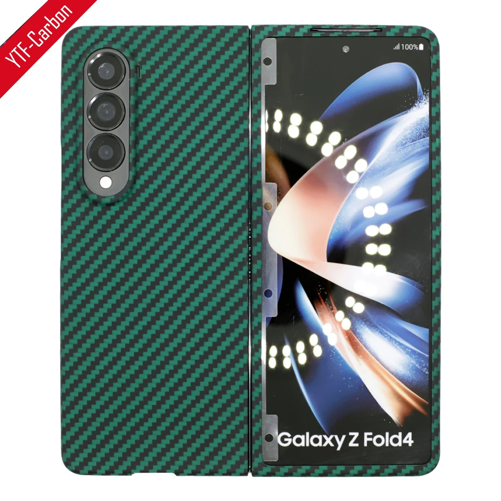 

YTF-чехол для телефона из углеродного волокна для Samsung Galaxy Z Fold 5, арамидное волокно, противоударный чехол для телефона Galaxy Z Fold 4, зеленый