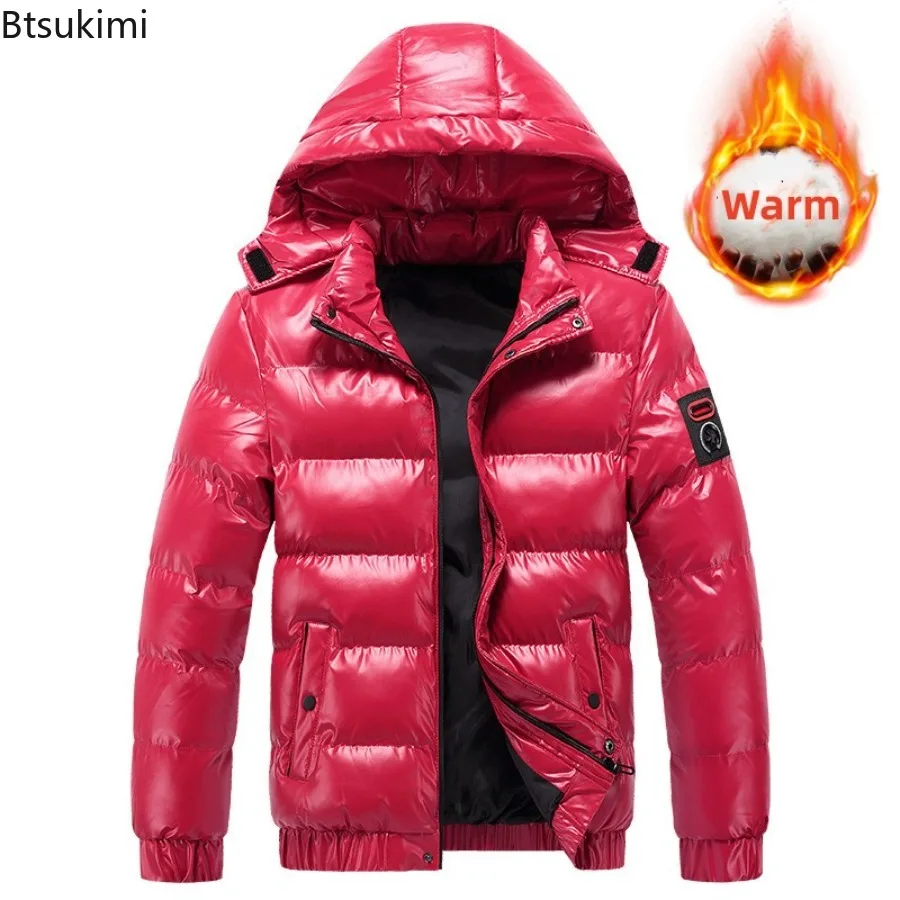 Men's Parkas Winter Jacket Mens Stand Collar Fashion New WarmThickened Hooded Waterproof Puffer Jacket Solid Casual Streetwear - 3