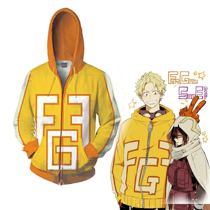 Anime My Boku No Hero Academia Fatgum Yellow Hoodie Pullover Sweatshirt for  Adults Unisex Zipper Jackets Coat Top Hooded Sweater - AliExpress