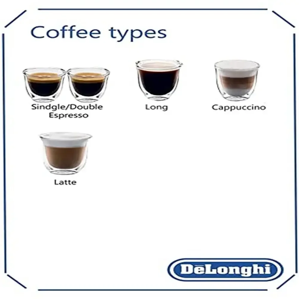 Super-automatic Espresso Coffee Machine Adjustable Grinder Manual Cappuccino Maker Double Boiler System 15 Bar Pressure Delonghi 4