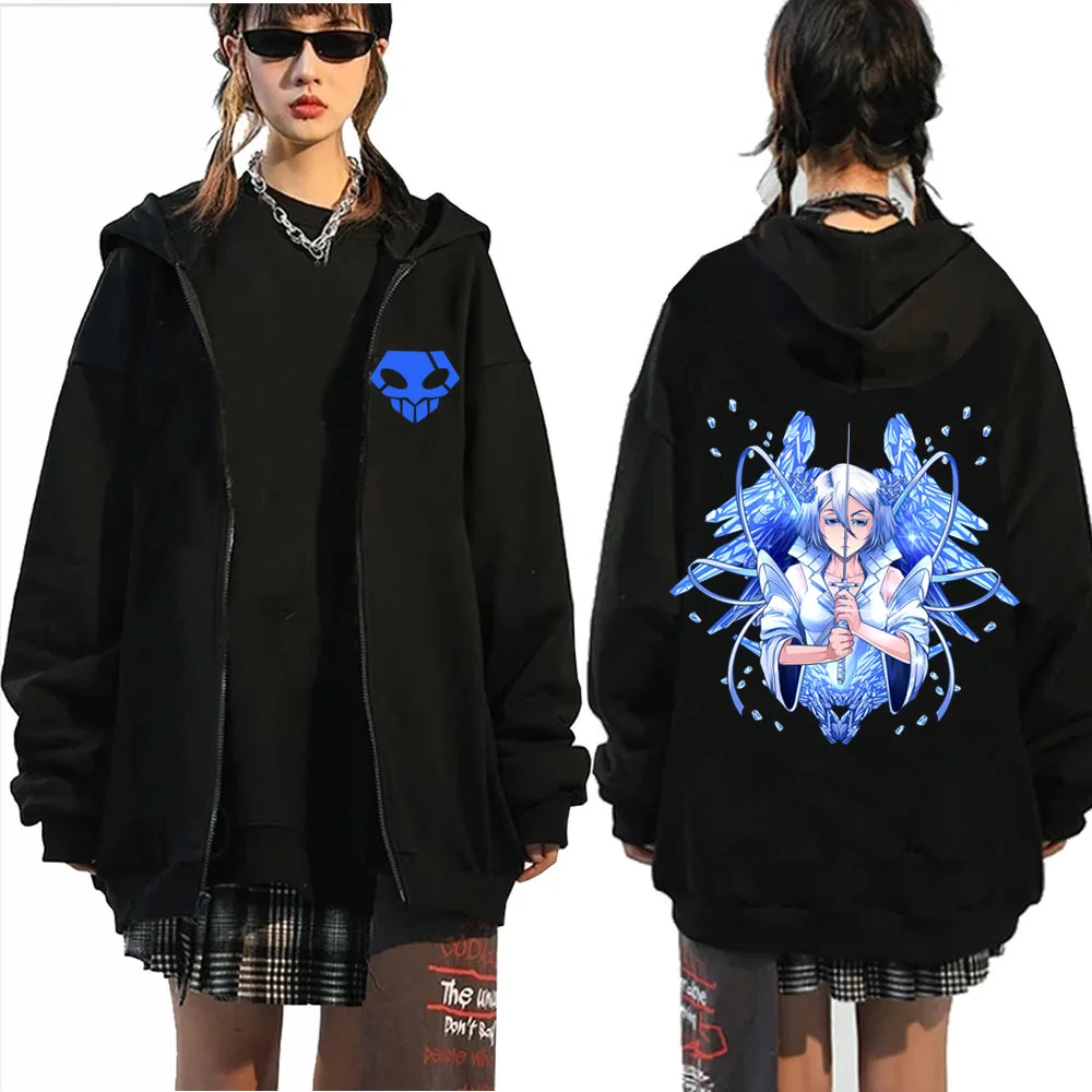 

Anime Bleach Rukia Kuchiki Zipper Hoodie Y2K Harajuku Hip Hop Pullovers Unisex Streetwear