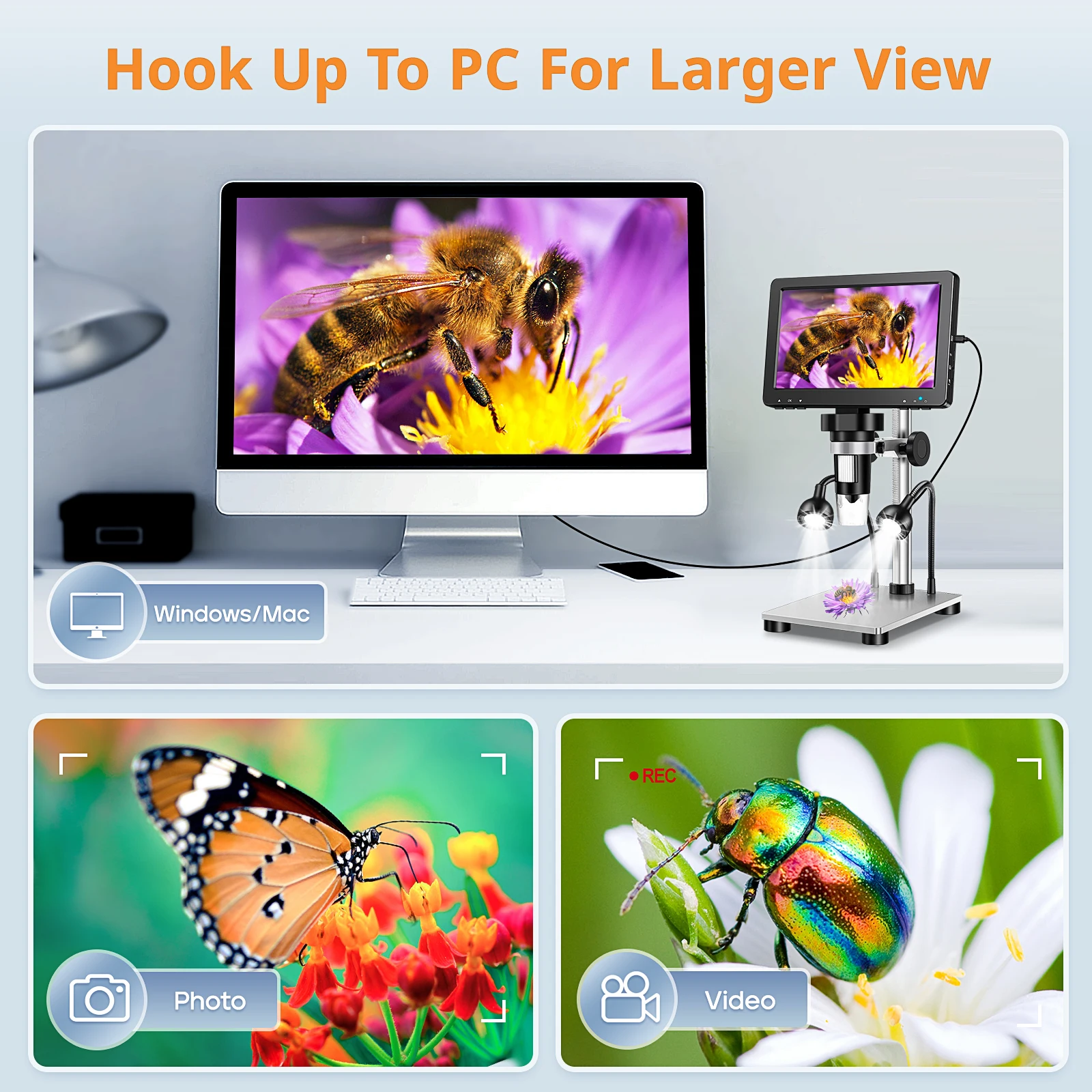 Hayve 7 ''microscopio digitale 1500X Zoom 12MP HD microscopi elettronici lente d'ingrandimento per fotocamera per microscopio di riparazione del telefono di saldatura