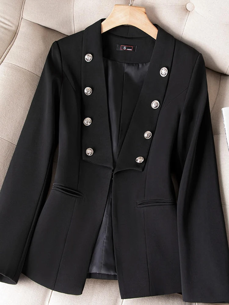 High Quality Fashion Womens Casual Business Suits Blue Long Sleeve Blazer Suit Set 2Pc for Ladies