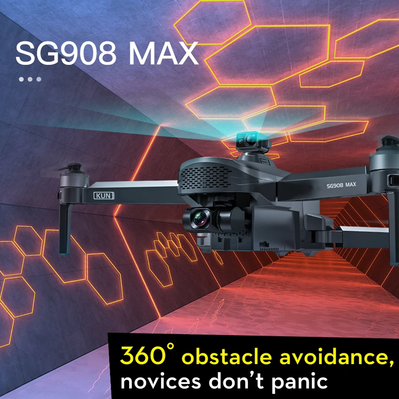 Дроны SG908 MAX / SG908 Pro, радиус 3км, камера 4K на трёхосевом подвесе, GPS, WiFi, система предотвращения столкновения с препятствиями, игрушечные дроны управление