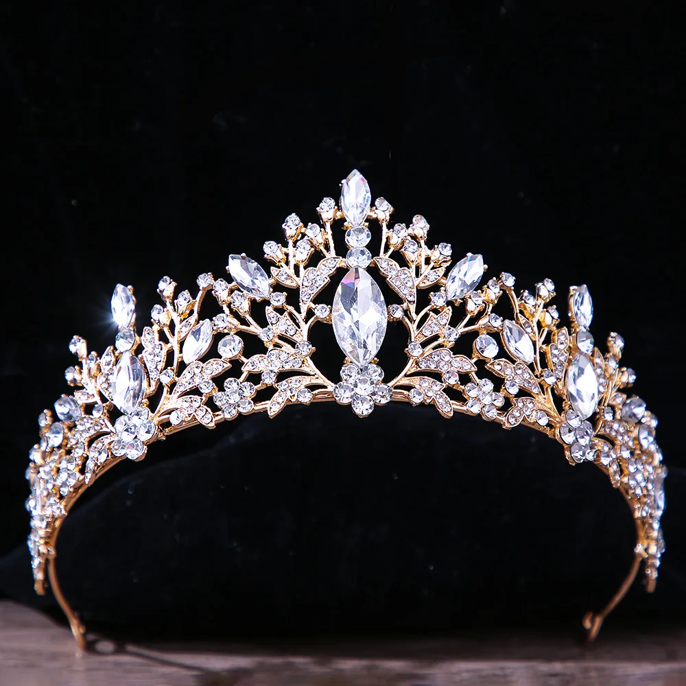 DIEZI Baroque Vintage Princess Queen Bridal Crown Headwear Crystal Tiara For Women Wedding Crown Hair Dress Accessories Jewelry