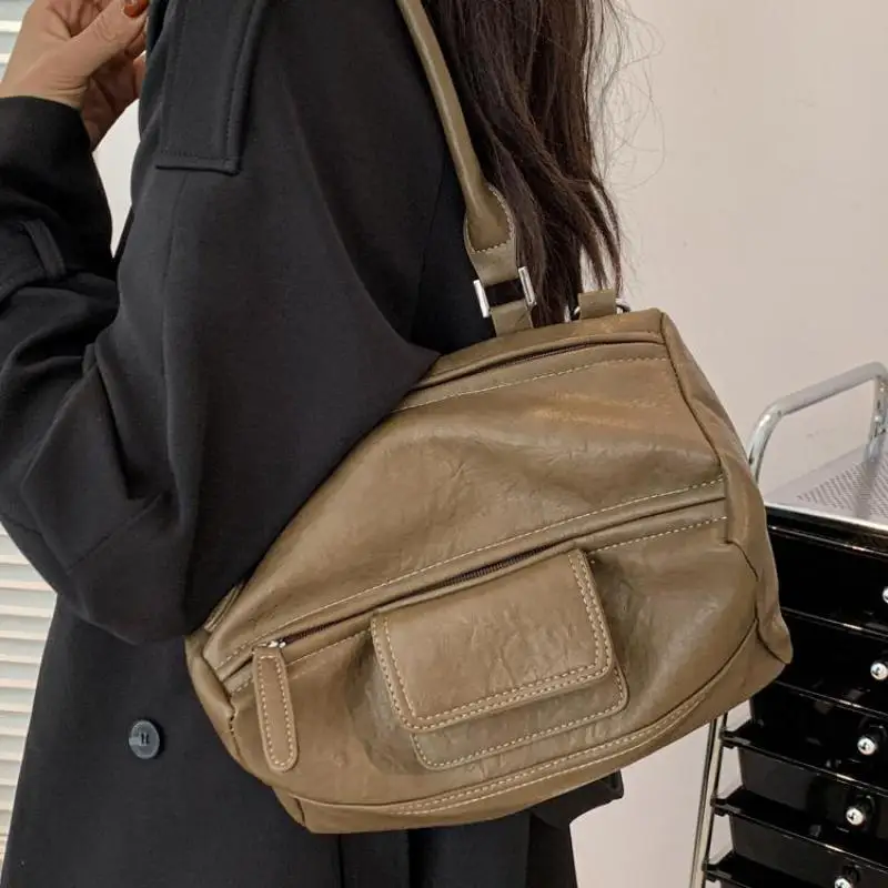 

Fashionable And Trendy New High-end Shoulder Bag, American Retro Casual Simple And Versatile Large Capacity Commuting Handbag