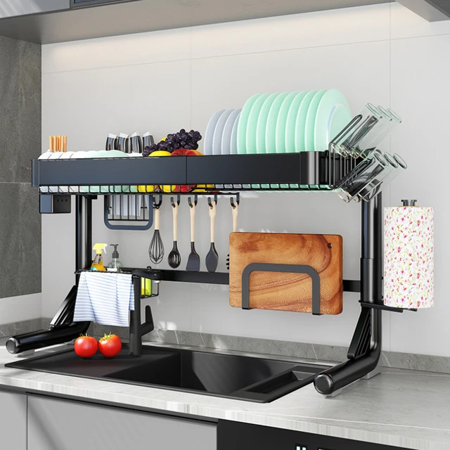 1pc Stainless Steel Dish Rack, Modern Telescopic Dish Drying Rack