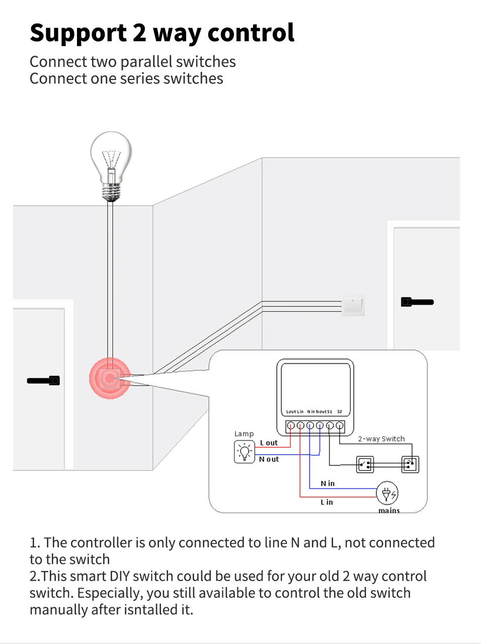 interruptor inteligente mini módulo diy melhoria home interruptor inteligente interruptores de parede tuya vida controlador remoto inteligente