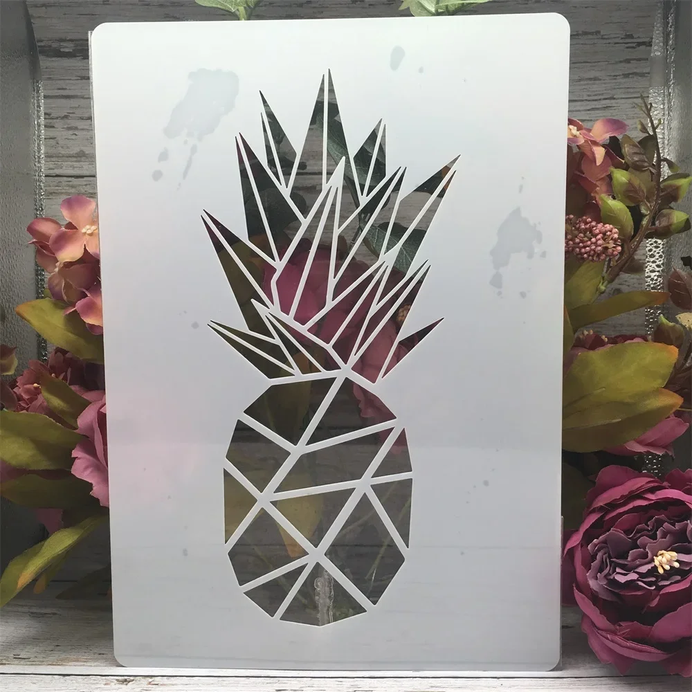 4Pcs A4 29cm 3D Animals Fox Pineapple DIY Layering Stencils Wall Painting Scrapbook Coloring Embossing Album Decorative Template