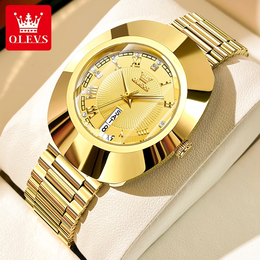 

Original Brand OLEVS Gold Watch for Women Luxury Elegant Steel Quartz Square Wristwatch with Date Waterproof Ladies Watches Gift
