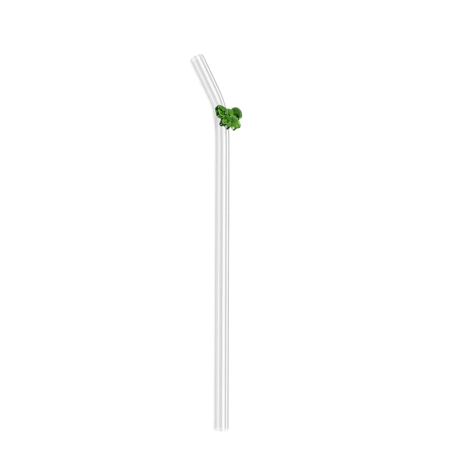 Glass Straw Set Colored Bow Transparent Glass Straws Milk Tea Juice Beverages High Borosilicate Multiple Colors