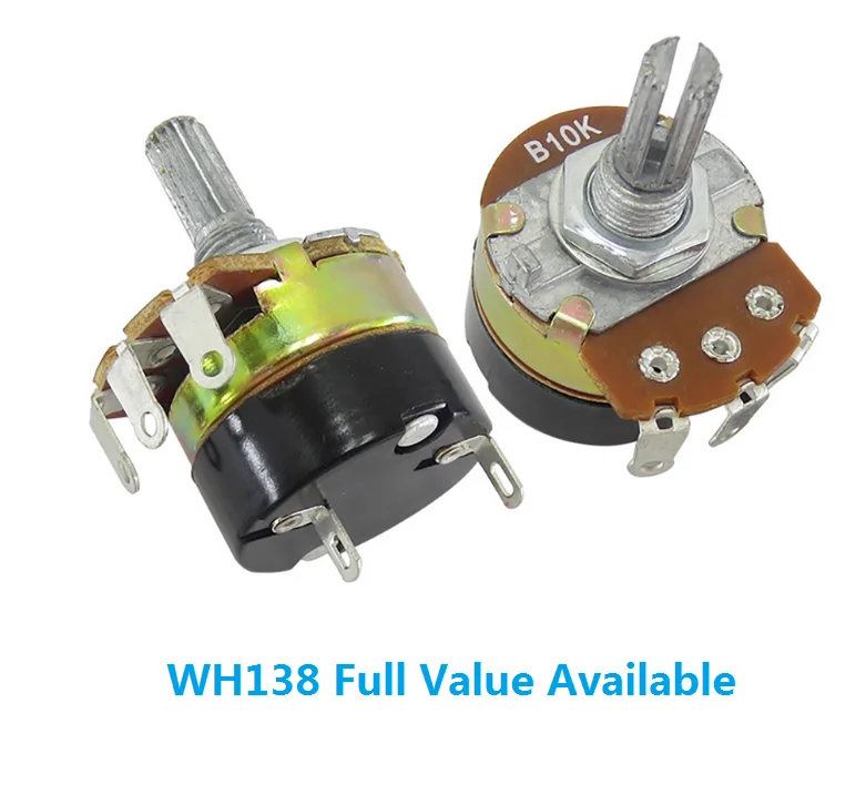 ATEC Lineares Potentiometer WH138 – 2 Stück 20 KOhm Mit Schalter, 6mm Achse