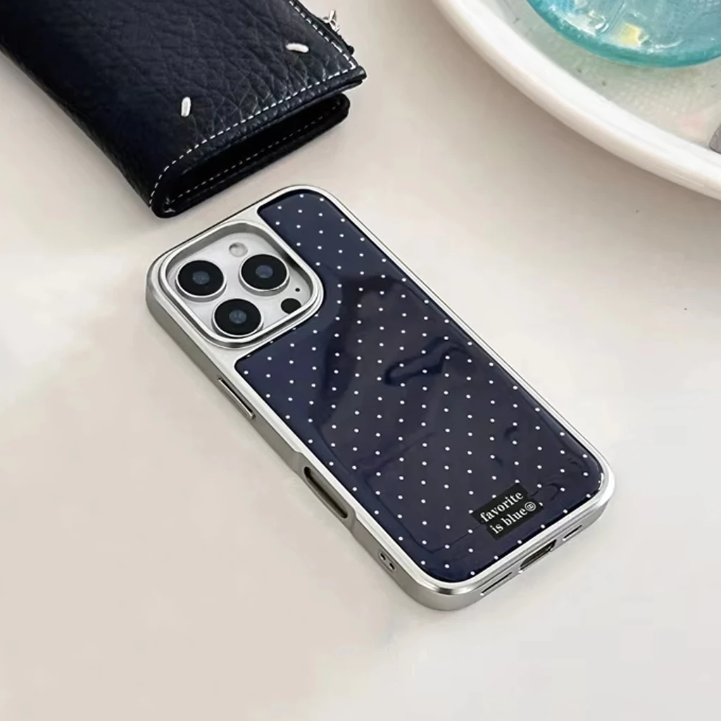 Full Screen Blue Wave Point Electroplated Resin Phone Case