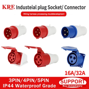 KRE 3PIN 4PIN 5PIN 16A 32A IP44กันน้ำปลั๊กอุตสาหกรรมไฟฟ้าการเชื่อมต่อปลั๊กติดผนังตัวเชื่อมต่อ 1