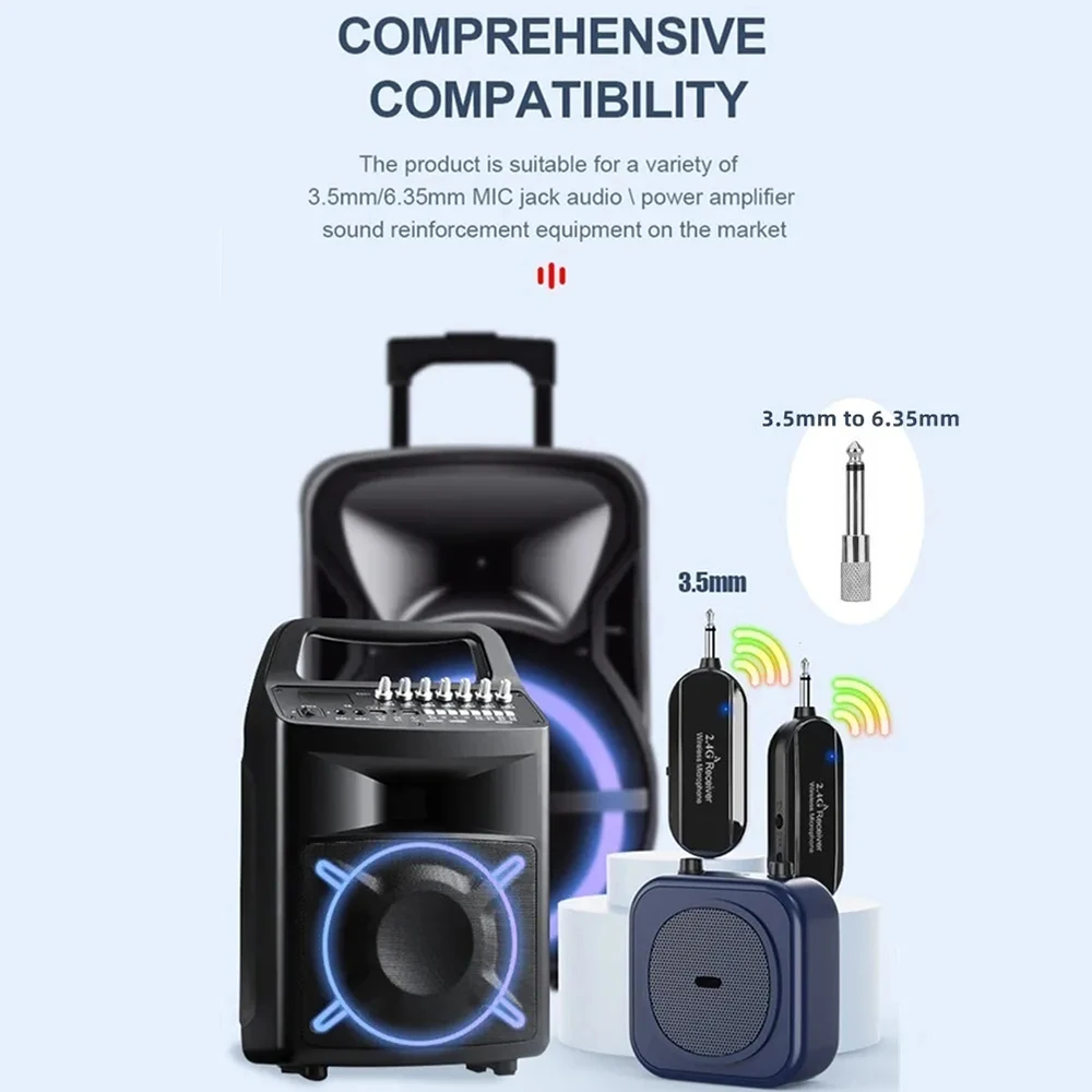 2.4G Head-mounted Wireless Lavalier Microphone Set Transmitter w/Receiver for Voice Amplifier Speaker Teaching Tour Guide Yoga