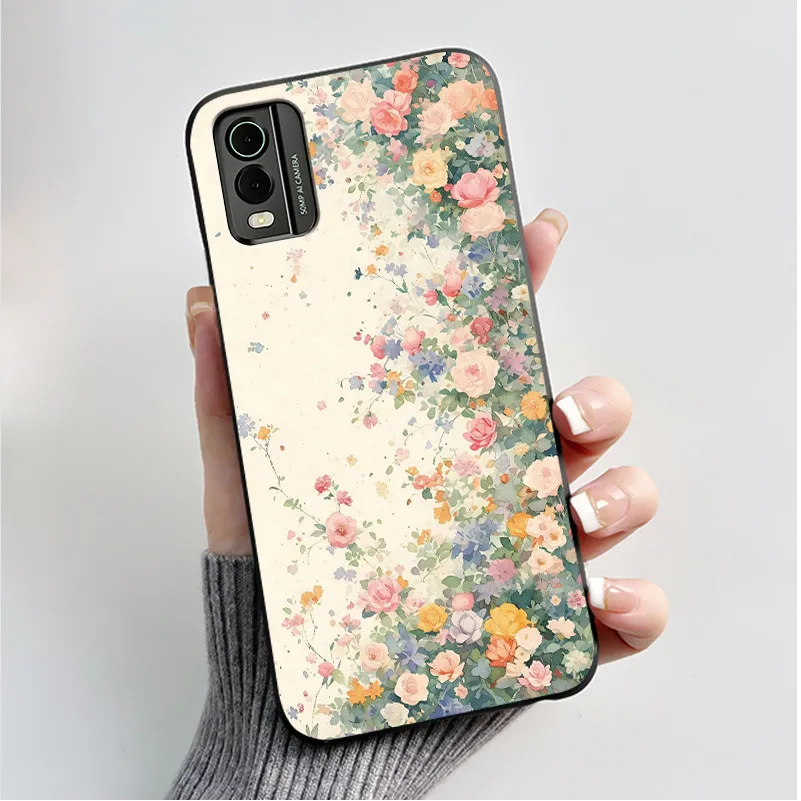 Black Soft Silicone TPU Luxury Fashion Flower Butterfly Phone Case