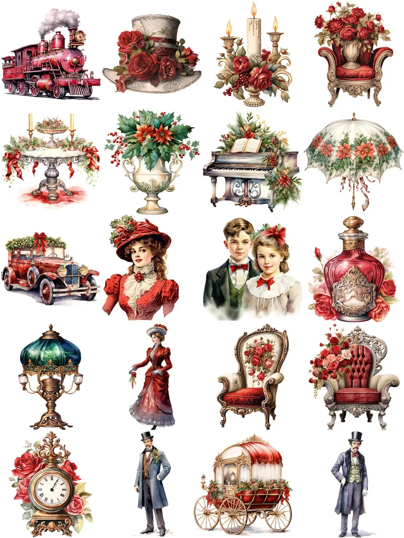 20Pcs/Pack Vintage Victorian Christmas Sticker DIY Craft