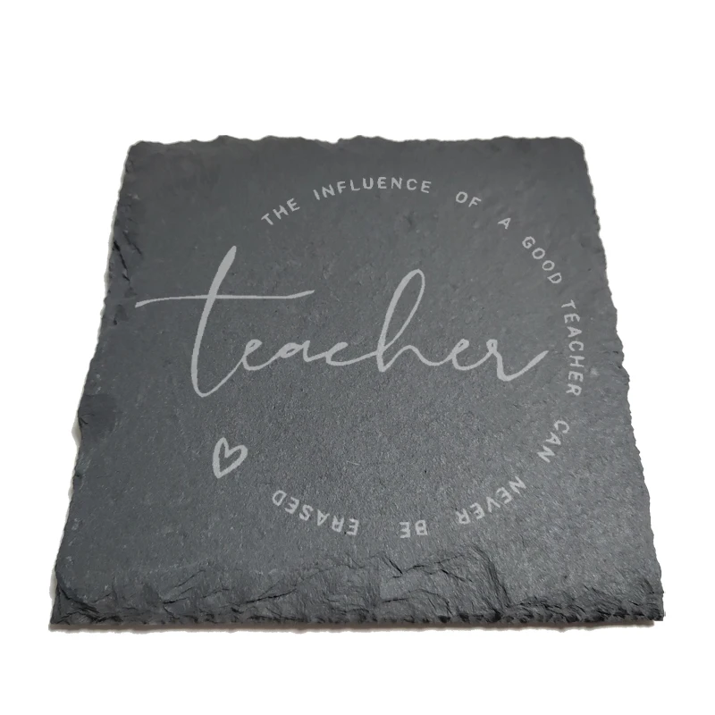 

Influential Teacher Natural Rock Coasters Black Slate for Mug Water Cup Beer Wine Goblet J125