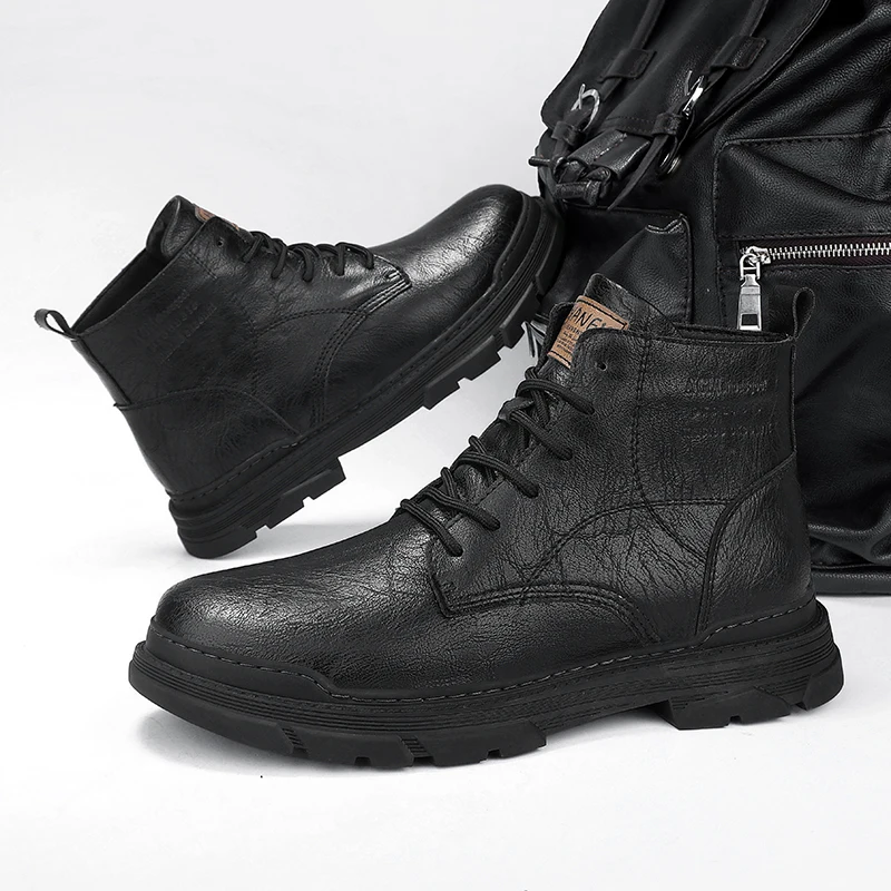 

Мужские Винтажные кожаные ботильоны Chukka, черные водонепроницаемые ботинки оксфорды на шнуровке, Классические повседневные деловые ботинки для работы и повседневной носки,