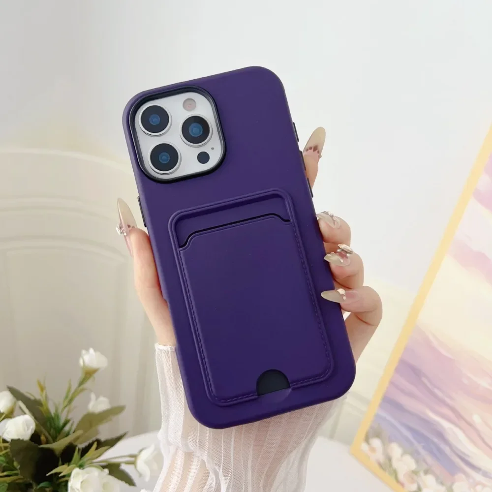 Vibrant Candy Color Wallet Phone Case with Card Holder and Shockproof Protection