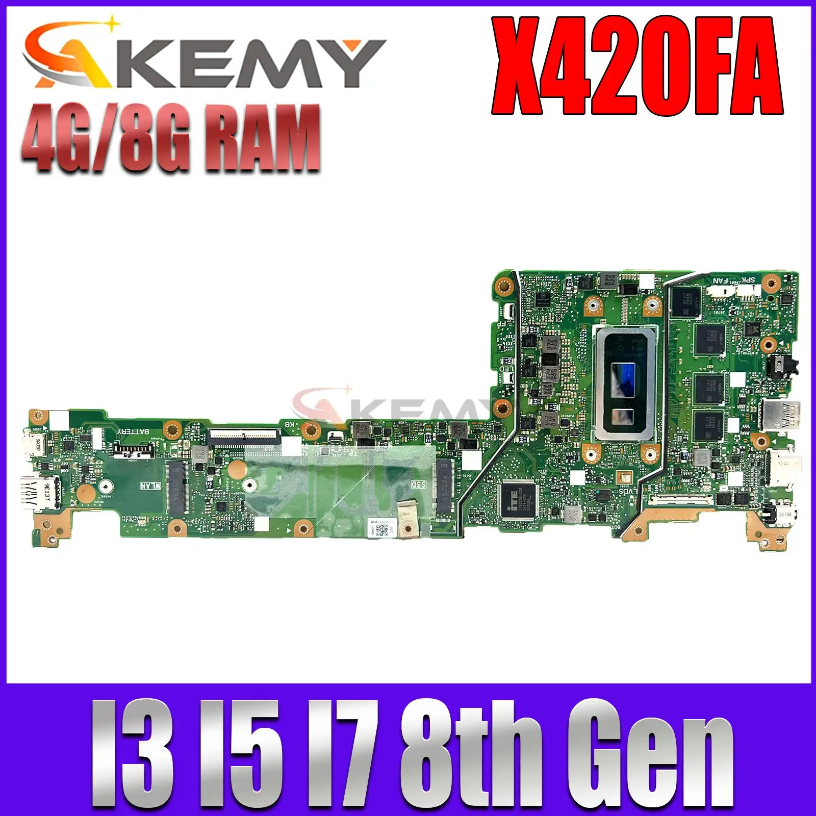 

X420FA Mainboard For ASUS Vivobook 14 X420 F420FA A420FA X420F Laptop Motherboard I3 I5 I7 8th Gen 4GB/8GB-RAM MAIN BOARD