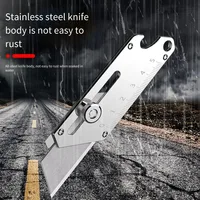 Duty Industrial Utility Knife Compact Stainless Steel Craft Cutter with Bottle Opener SK5 Blades, for DIY Professional Use 3