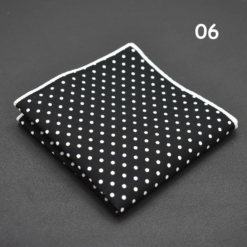 Men's Polka Dot Pocket Square Cotton White Navy Handkerchief Formal Dress Wedding Party Suit Scarf Bridegroom Chest Towel Hanky