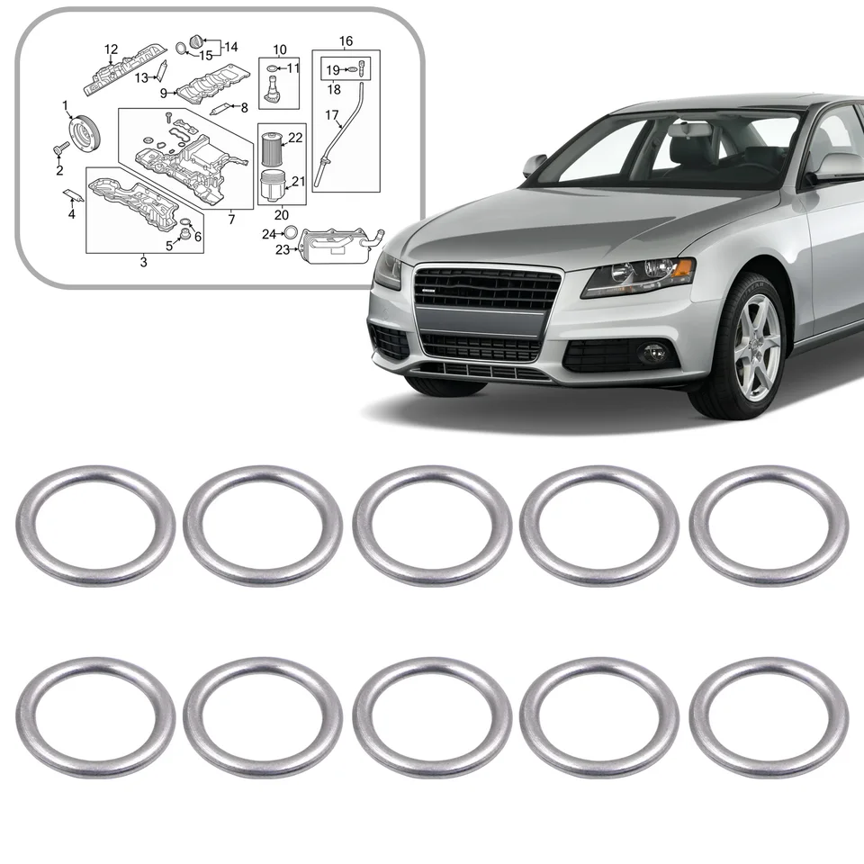 Ölablassschraube Dichtungen, 10 Stück N0138157 Siebscheiben 14 Mm Aluminium  Ablassschraube Dichtring Dichtung für A3 A4 A5 A6 A8 S3 S4 S5 S6 S8 Q3 Q5