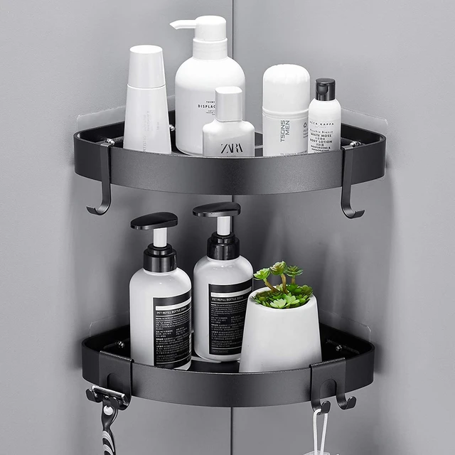 Shower Caddy Corner Suction Shower Shelf no Drilling for Bathroom Storage  Organizer Aluminum Wall Mounted Adhesive