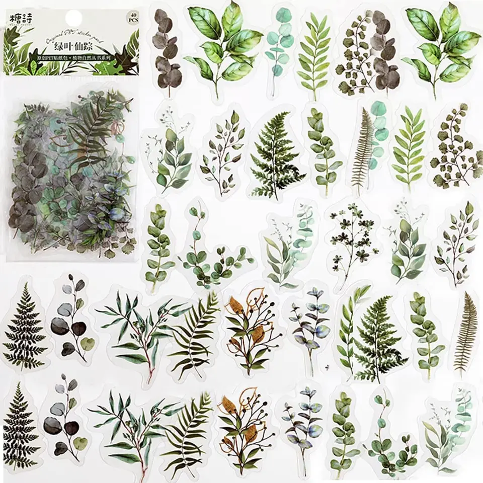 320 Adesivi Floreali Scrapbooking In PET Vintage Fiori Secchi 8 Stili - 5