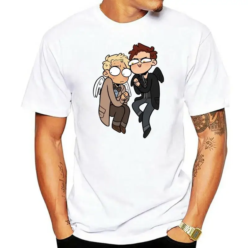 

Мужская хлопковая футболка бойфренда Good Omens, с коротким рукавом