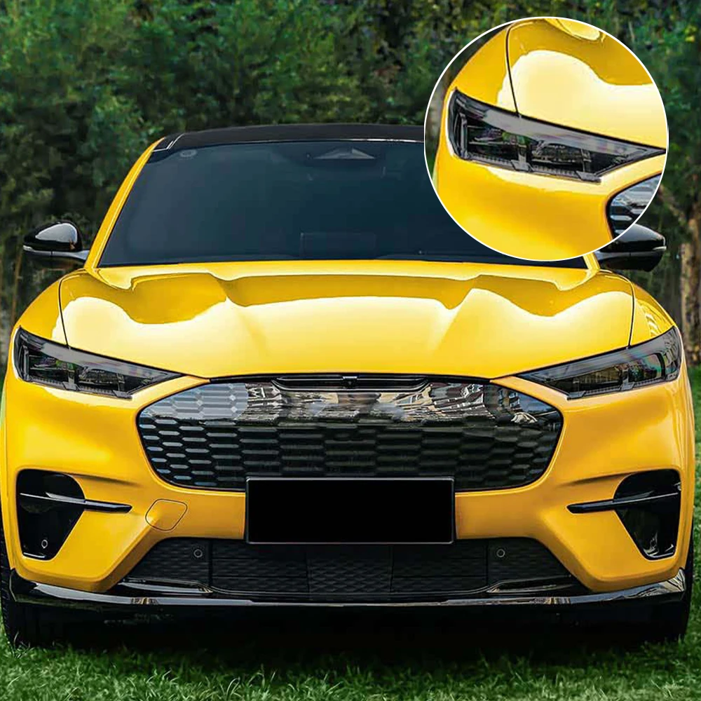 For Ford Mustang Mach-E 2021-2023 TPU PPF High-Gloss Smoke Black Pre Cut Car Headlight Protective Film Anti-Scratch Vinyl Film - 4