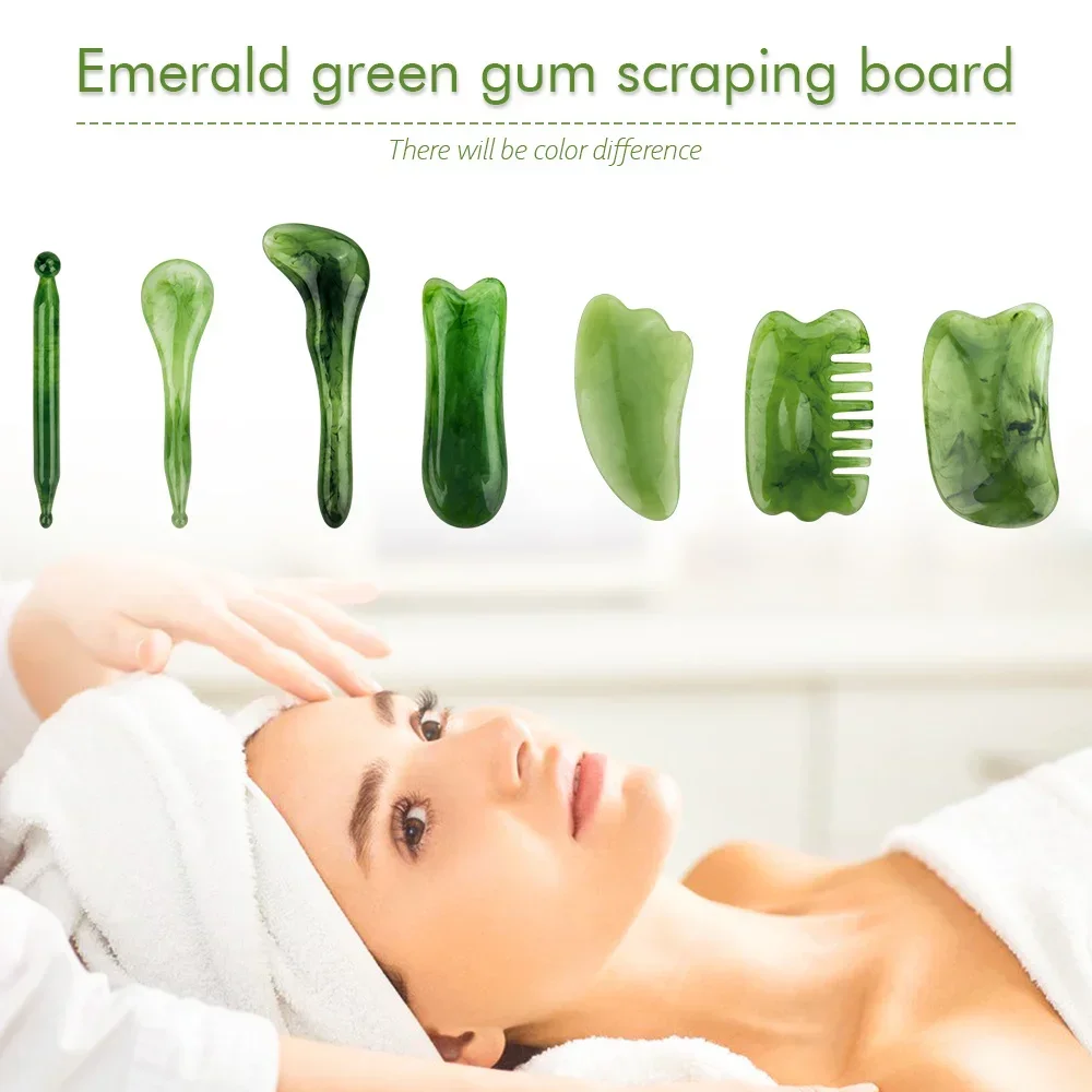 7PCS Guasha Beauty Massage Scraping Massage Scraper Natural Resin GuaSha Tool Massage Tools Set For Face Back And Neck Skin Care
