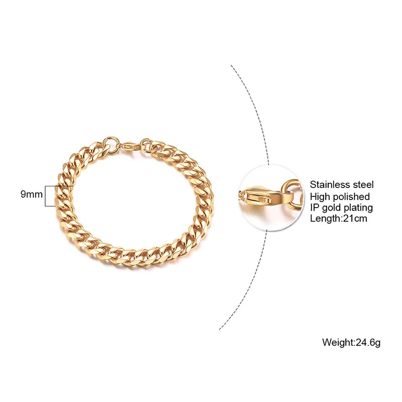Chain Bracelet Vnox Mens Simple 3-11mm Stainless Steel Curb Cuban Link Chain Bracelets for Women Unisex Wrist Jewelry Gifts
