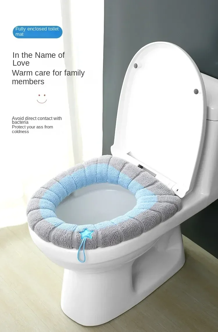 Winter Badezimmer Kissen Warme Wc Sitz Abdeckung Matte Wc Pad mit Griff Dicker Weiche Waschbar Closes Wärmer Zubehör – Detail 1