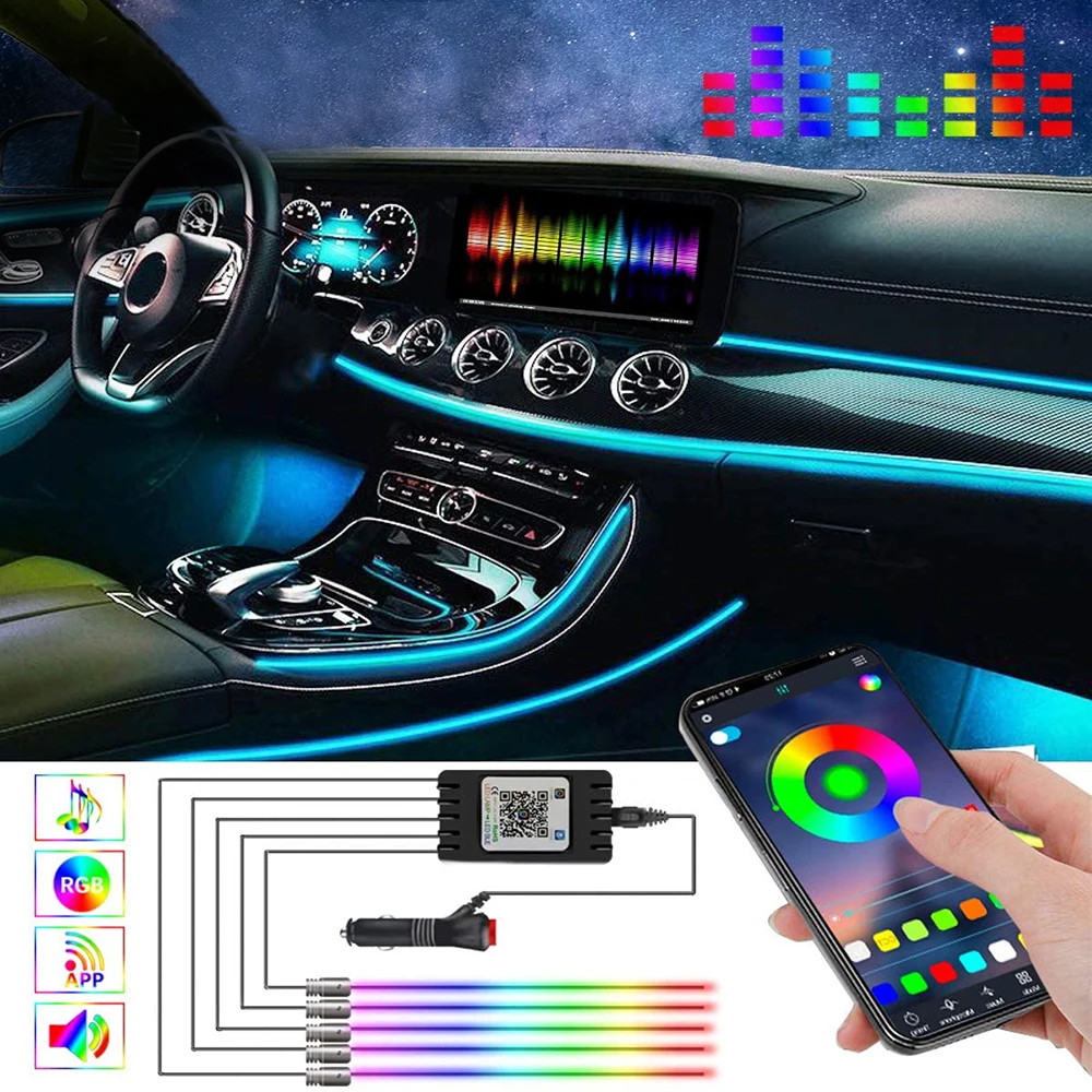 Светодиодная RGB-лента для салона автомобиля 6 в 1 8 м | Автомобили и мотоциклы