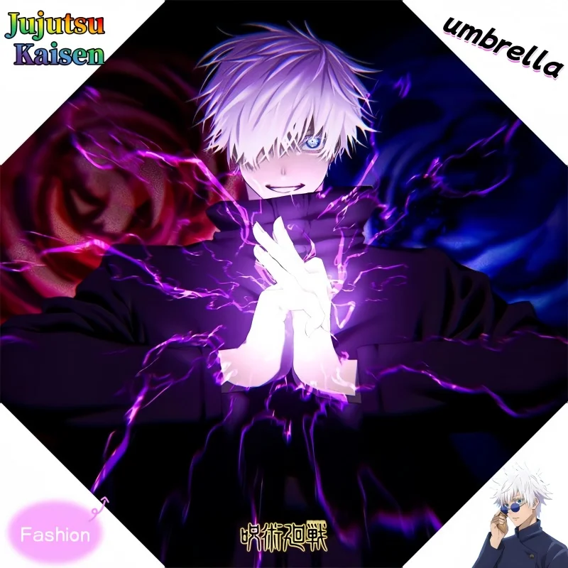 Jujutsu Kaisen Niedlicher Anime-Cartoon-Regenschirm, Stilvoller und Kreativer Sonnenschutz, Geburtstagsgeschenk für Jungen und Mädchen, Perfekt für Freunde