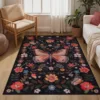 Machine Washable Rugs Soft Non Slip Pink Carpet for Living Room Butterfly Floral Print Floor Mat Bedroom Bedside Plush Rug Ковер 2