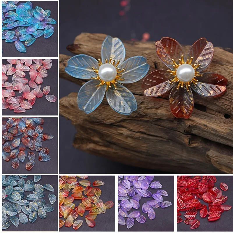 10pcs 18x11mm Mimosa Leaf Shape Petal Handmade Lampwork Glass Loose Pendants Beads For Jewelry Making DIY Crafts Findings