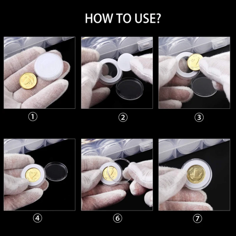 투명 플라스틱 COINN 거치대 수집 상자 케이스, COINN 보관 캡슐 보호 상자 컨테이너, 10, 100p, 21-46mm