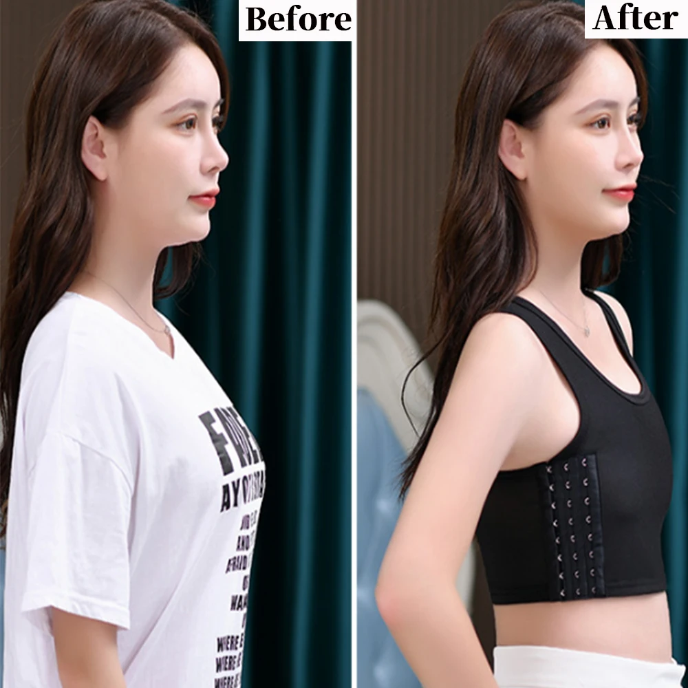 

Women Breathable Chest Breast Binder Side Buckle Short Vest Tops Chest Binder Underwear Tank Tops Wireless Chest Wrap Bandage