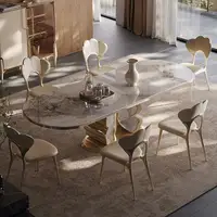 Table à manger en marbre naturel sur mesure, toutes tailles, plusieurs options, imperméable, style nordique moderne, durable, meubles de salle à manger pour la maison 3