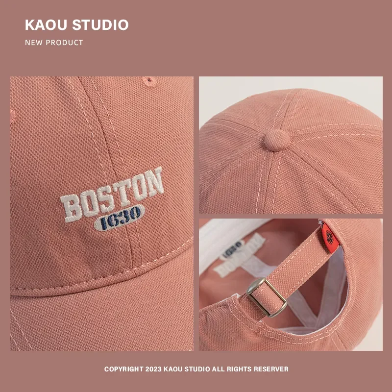 BOSTON 1630 Large size62cm Ins Embroidered Peaked Cap Korean Style Versatile Curved Brim Trendy Men's Spring Autumn Baseball Cap 4