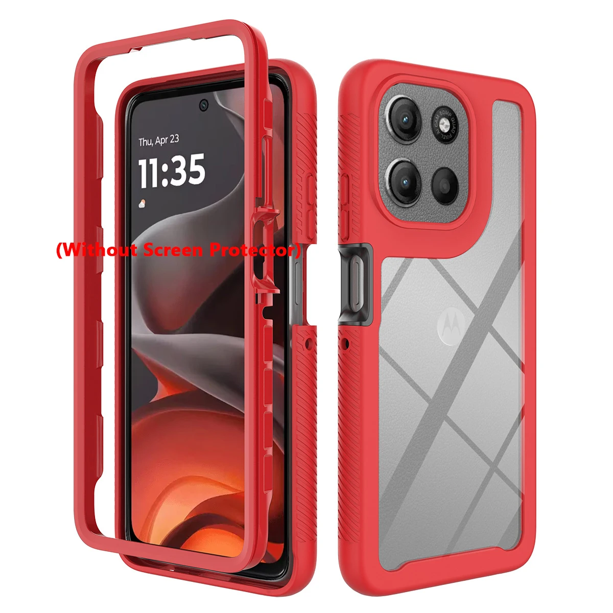 Shockproof Armor Glossy Phone Case with Transparent Acrylic Back