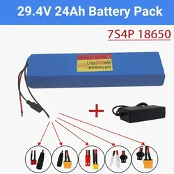 Original 7S4P 24V li-ion battery pack 29.4v 24Ah electric bicycle motor ebike scooter 18650 lithium rechargeable batteries 24Ah