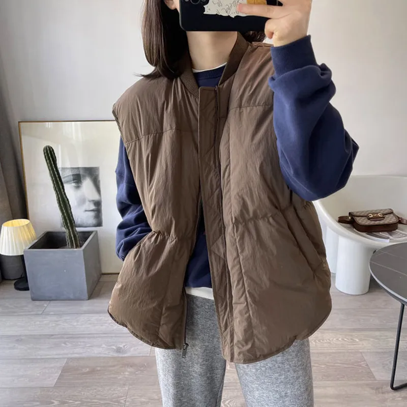 Korean Authentic Golf Vest Anew Women Golf Wear Autumn Winter Short Padded Vest Fashion Round Neck Coat Women Clothing