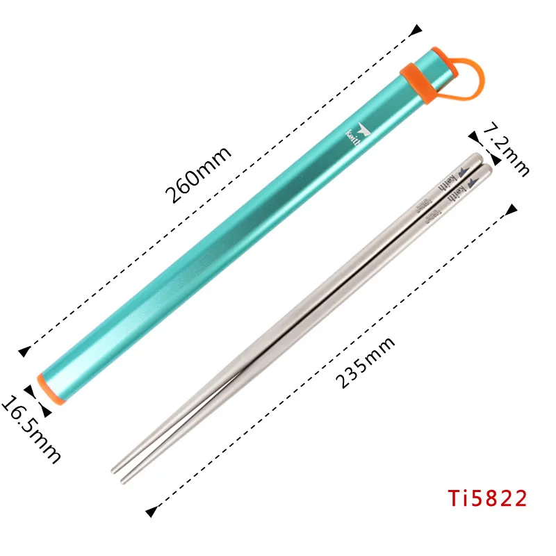 Description Picture 4 of itemKeith 23.5cm Titanium Chopstics Rice Food Tableware Chop Sticks Cooking Cutlery Lightweight Reusable Camping Supplies with Tubes