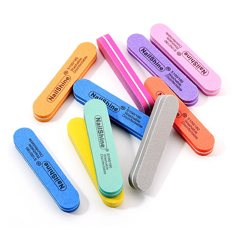 5/10Pcs Nail Manicure Tools Colorful Professional Sanding Files 100 180 Double-Sided Nail Sandpaper Buffer Polishing Accessories