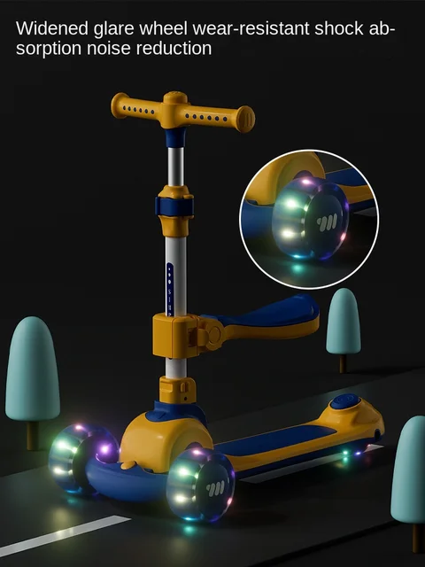 LazyChild 2-12 Years Old Children's Scooter Foldable Flashing Bicycle Multi-Function Three-Wheeled Scooter DropShipping 4